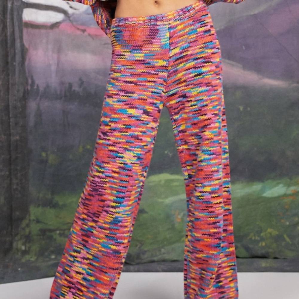 The Ragged Priest Colorful Knit Wide Leg Pants